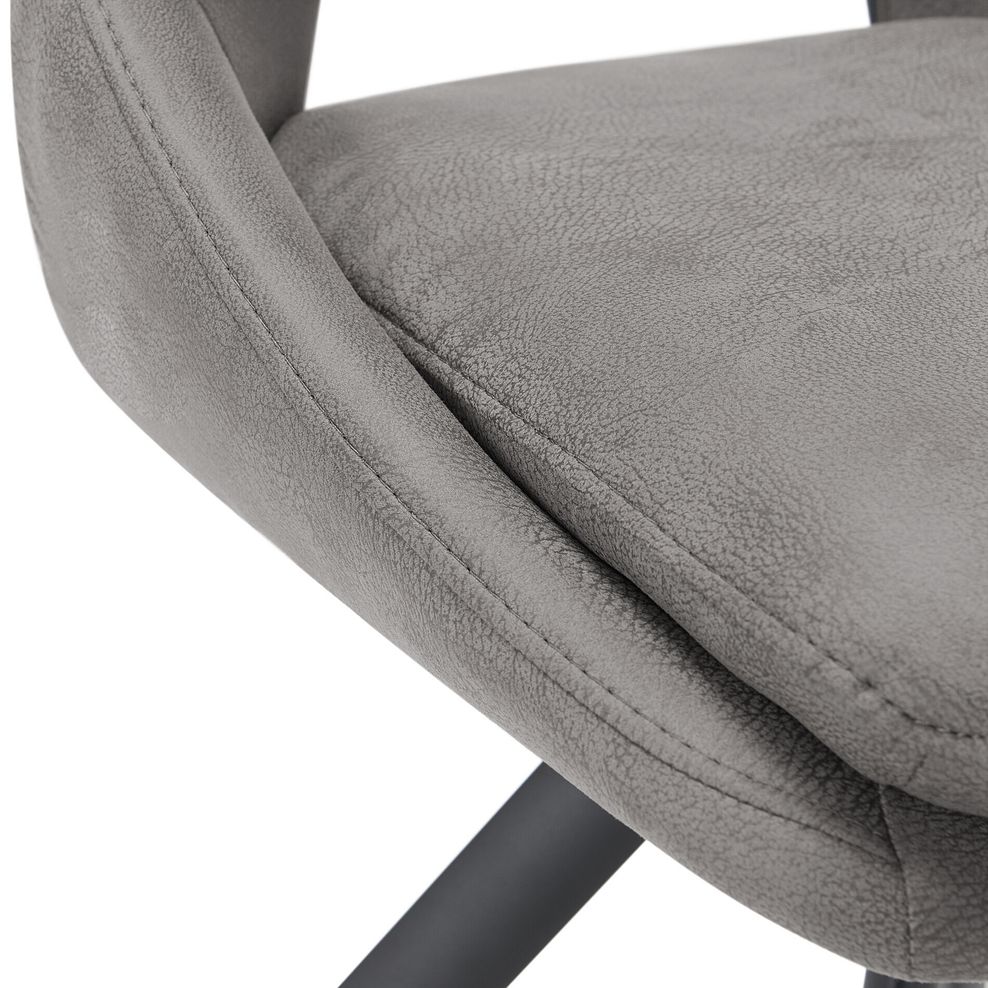 Lucia Ceramic Extending Round Dining Table in Matte Grey Finish 130cm with 4 Nico Light Grey Chairs 9