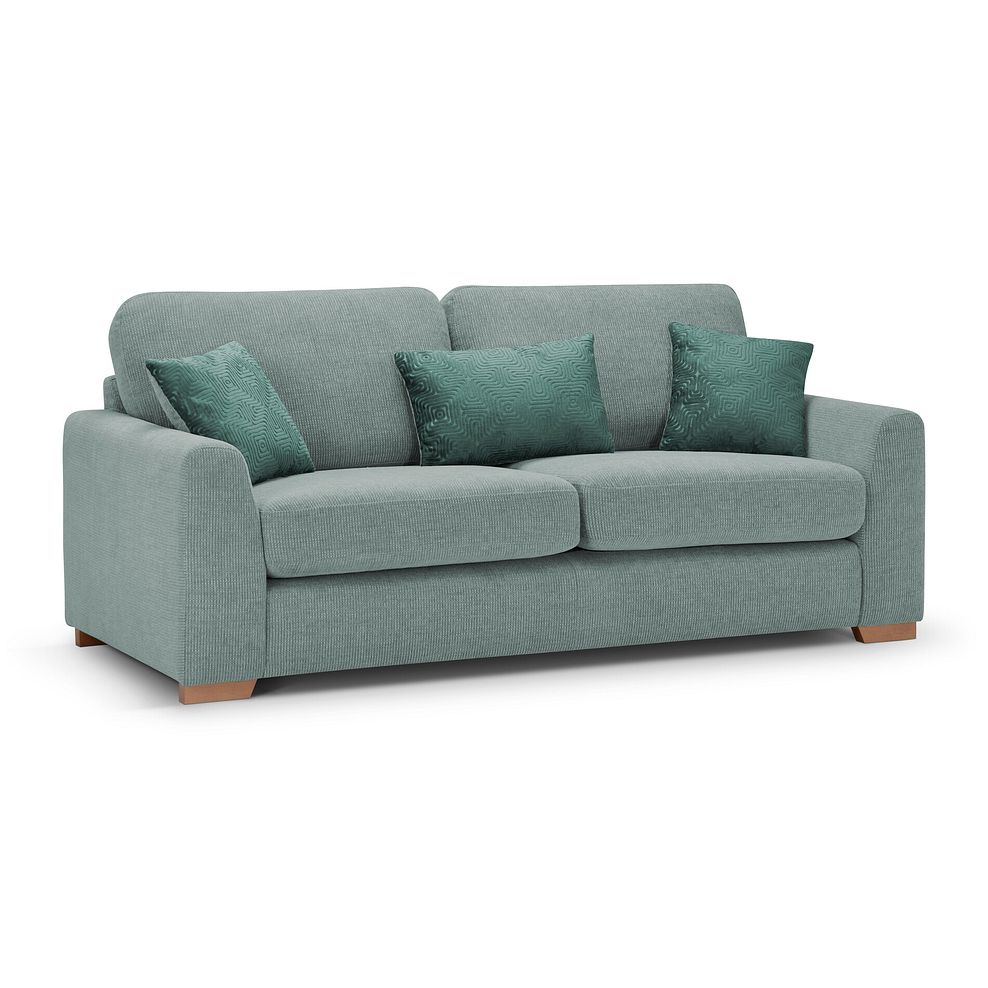 Ludlow 3 Seater Sofa in Ceriale Aqua Fabric with Forest Scatter Cushions 1