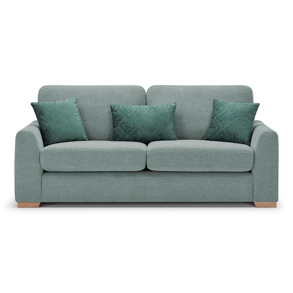 Ludlow 3 Seater Sofa in Ceriale Aqua Fabric with Forest Scatter Cushions 2