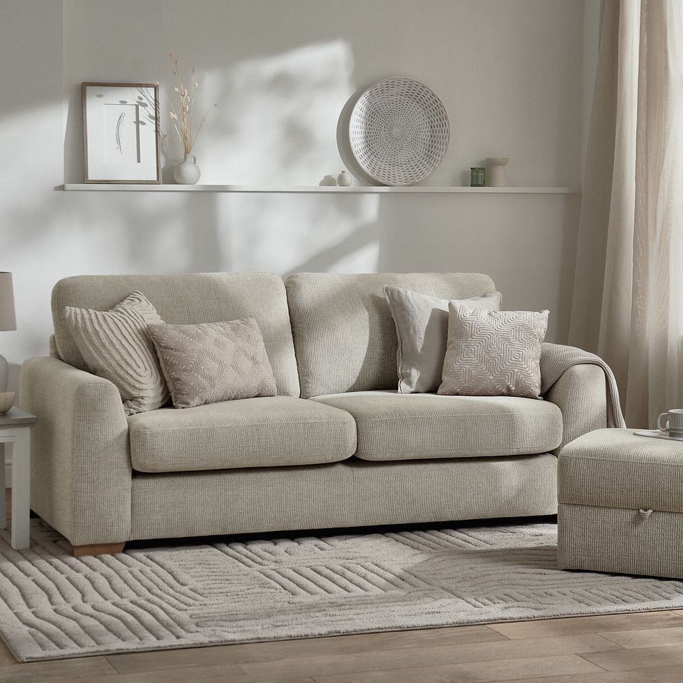 Ludlow 3 Seater Sofa in Ceriale Biscuit Fabric with Truffle Scatter Cushions 2