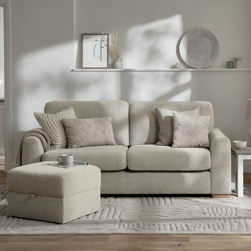 Ludlow 3 Seater Sofa in Ceriale Biscuit Fabric with Truffle Scatter Cushions 1