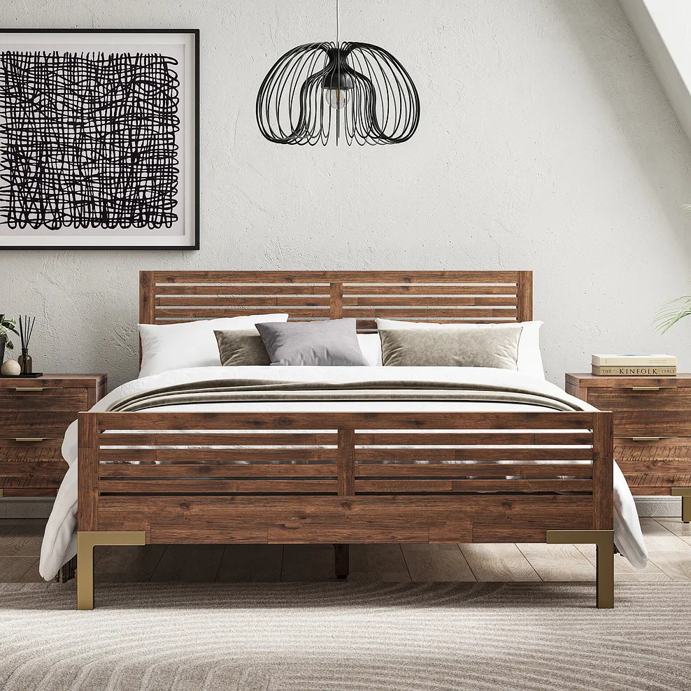 Madison  Solid Hardwood and Metal King-Size Bed 2