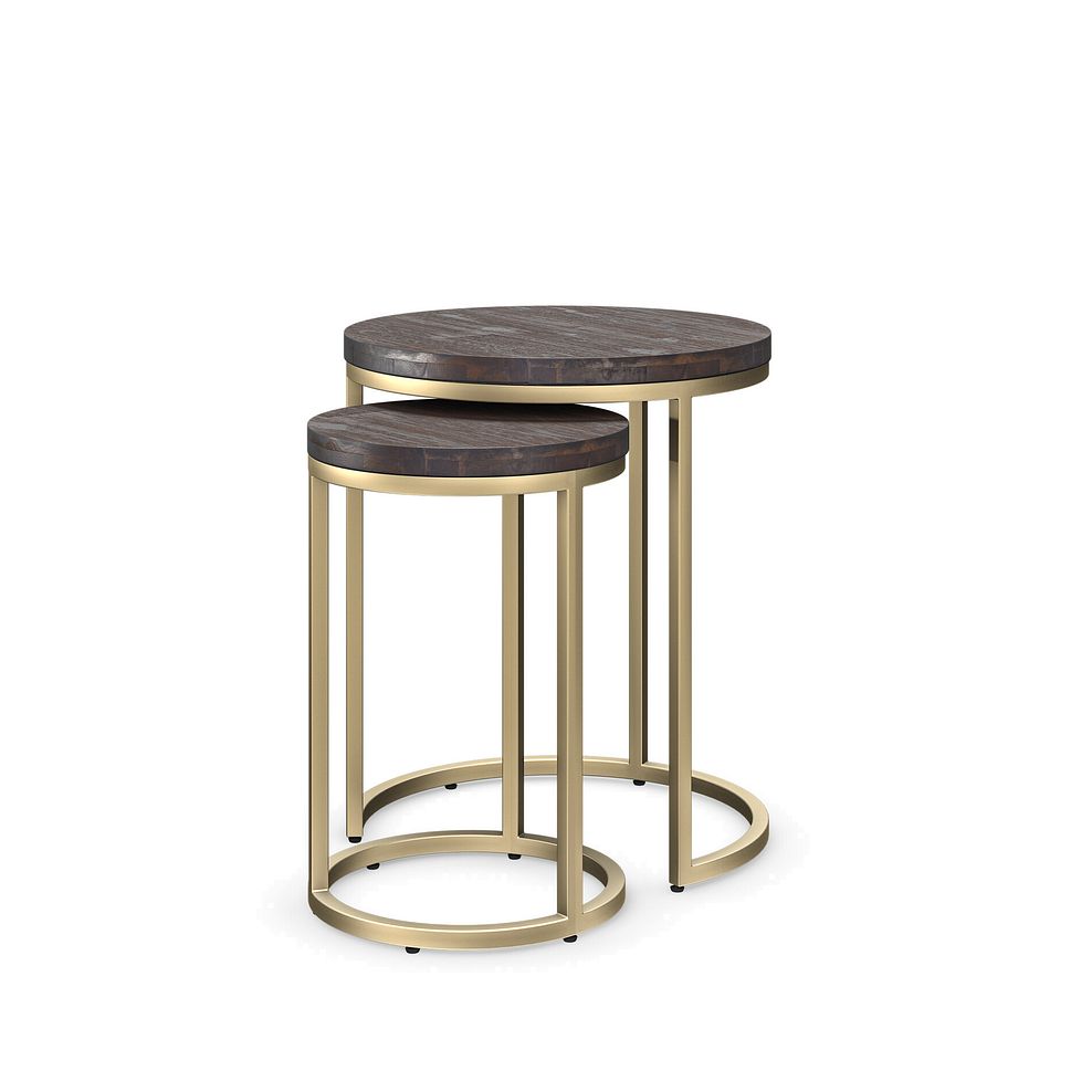 Madison Solid Hardwood and Metal Nesting Side Tables Thumbnail 2