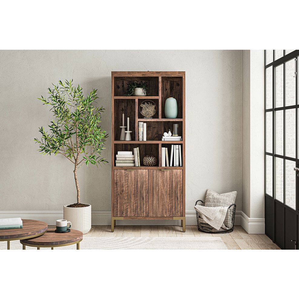 Madison Solid Hardwood and Metal Tall Bookcase 1