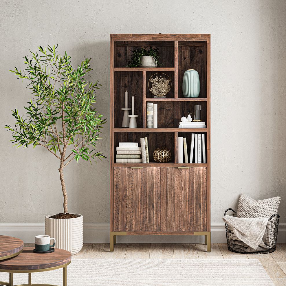 Madison Solid Hardwood and Metal Tall Bookcase 1