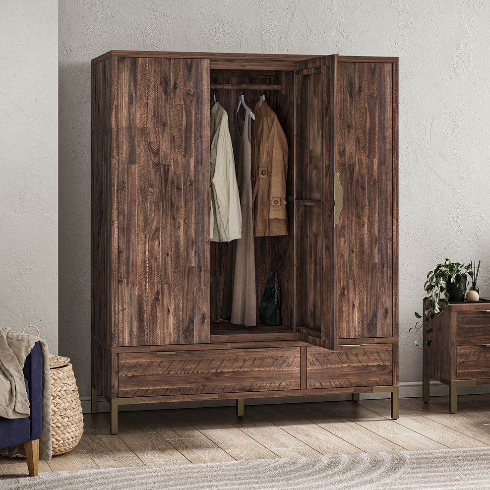Madison Solid Hardwood and Metal Triple Wardrobe 1