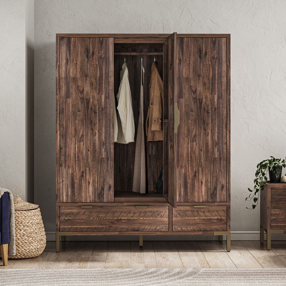Madison Solid Hardwood and Metal Triple Wardrobe 4