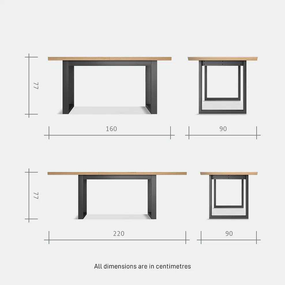 Maine Extending Dining Table 160-220cm + 8 Mason Chairs in Vintage Tan Leather-Look fabric with Black Legs 11