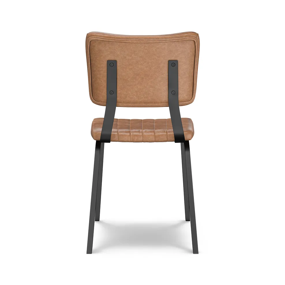 Maine Extending Dining Table 160-220cm + 8 Mason Chairs in Vintage Tan Leather-Look fabric with Black Legs 7