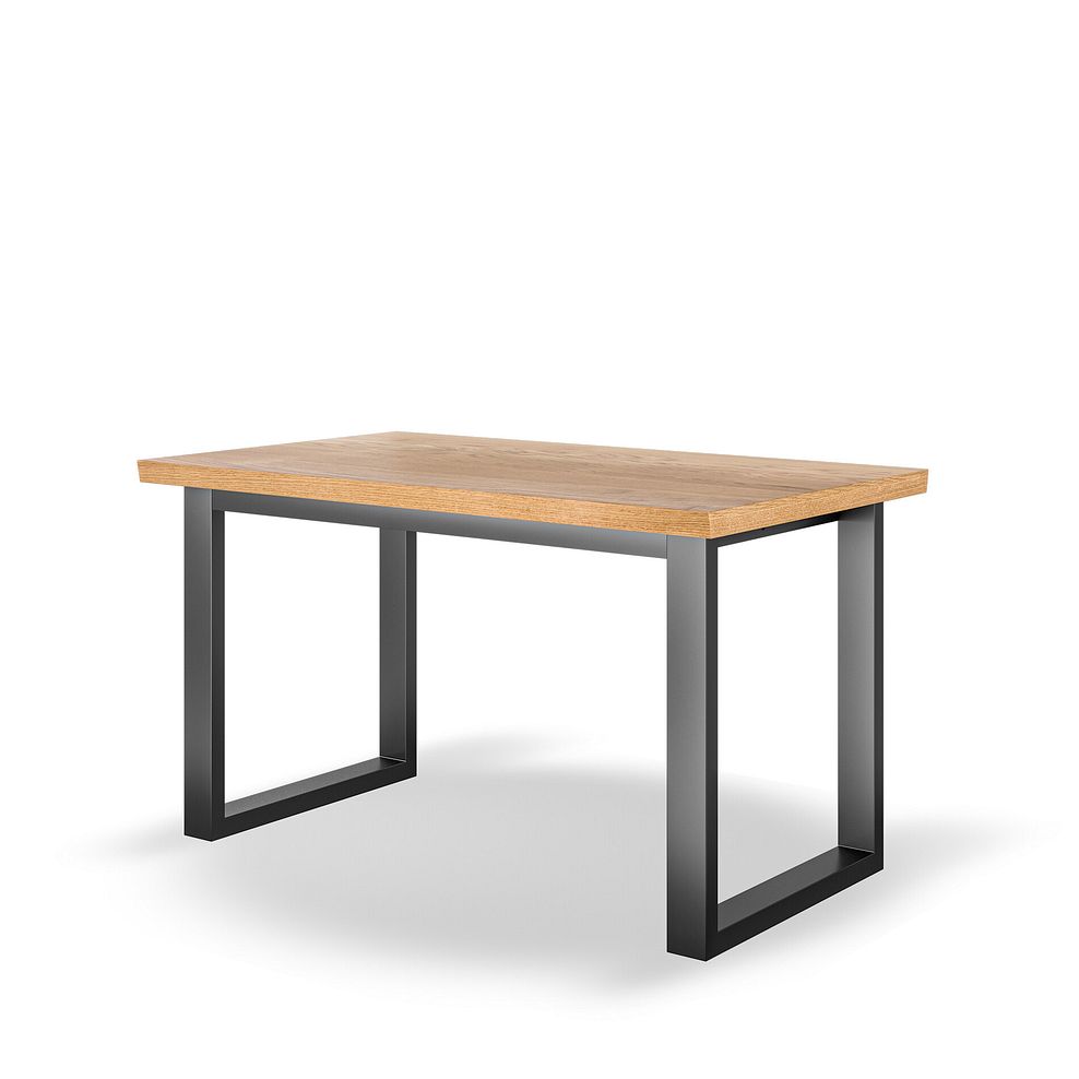 Maine Fixed Dining Table 130cm + 4 Mason Chairs in Vintage Black Leather-Look fabric with Black Legs 2