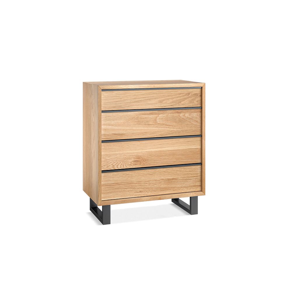 Maine Natural Solid Oak & Metal 4 Drawer Chest 3