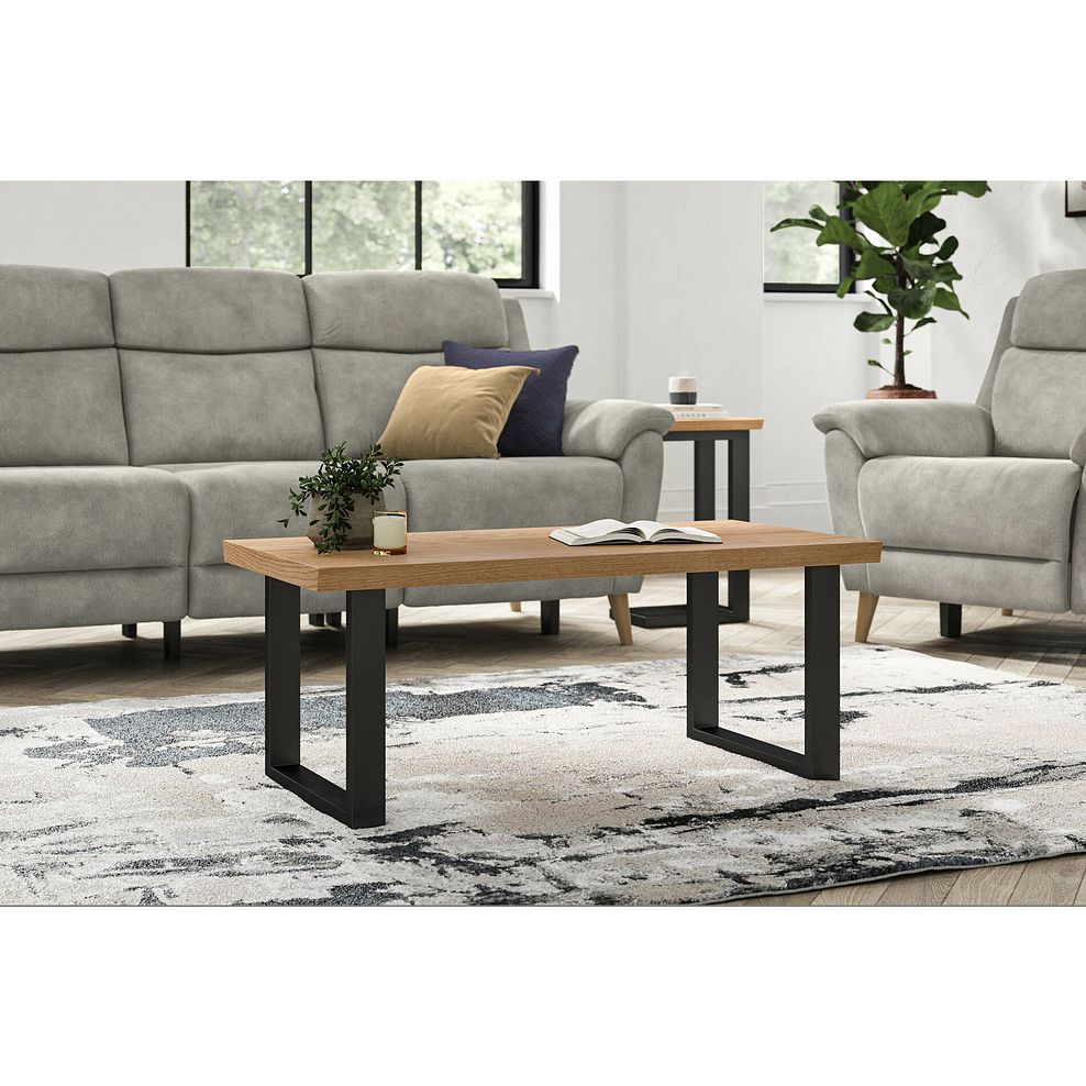 Maine Natural Solid Oak & Metal Coffee Table 1