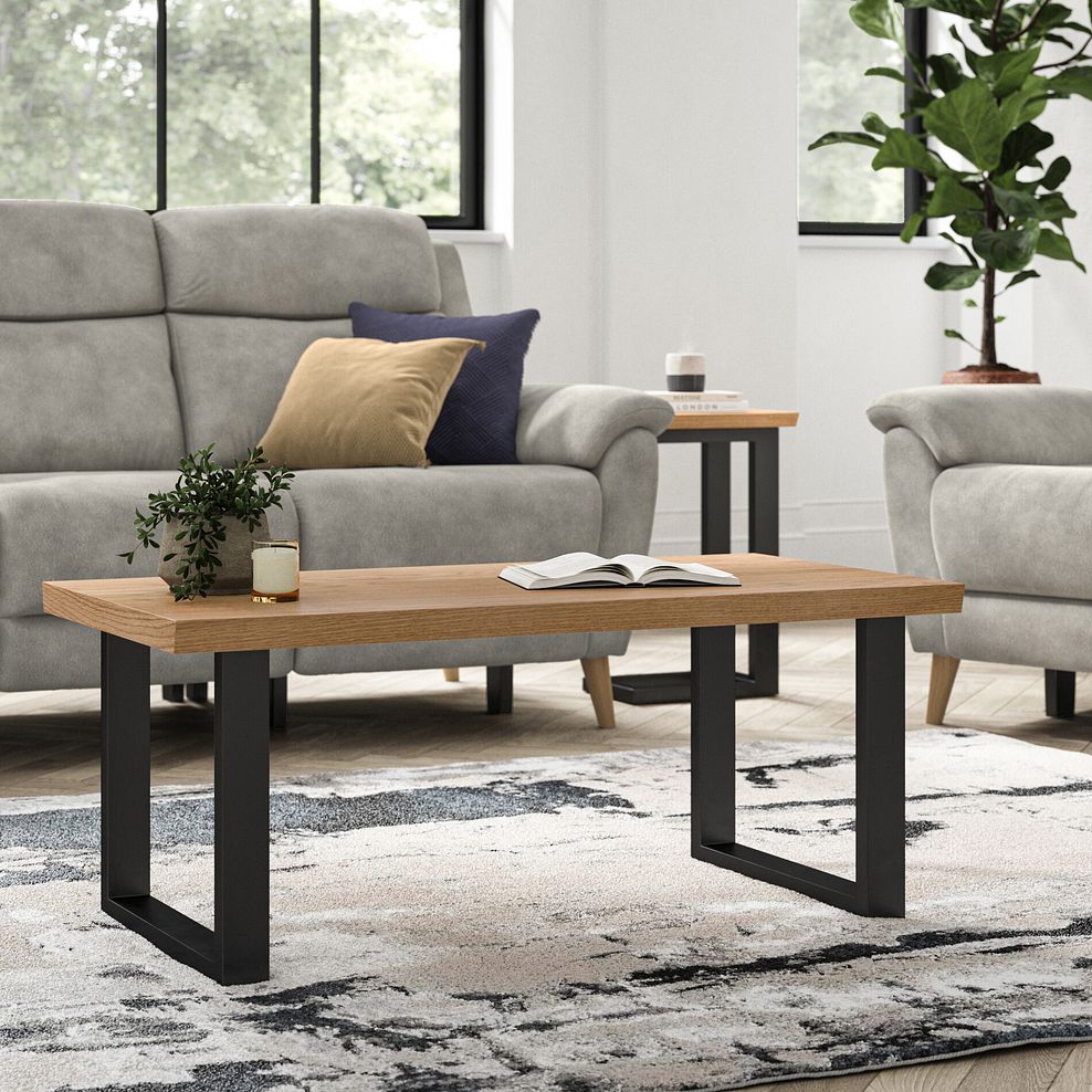 Maine Natural Solid Oak & Metal Coffee Table 2