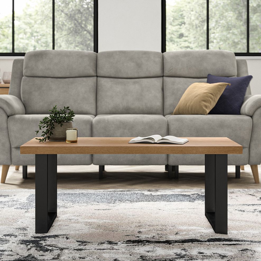 Maine Natural Solid Oak & Metal Coffee Table 1