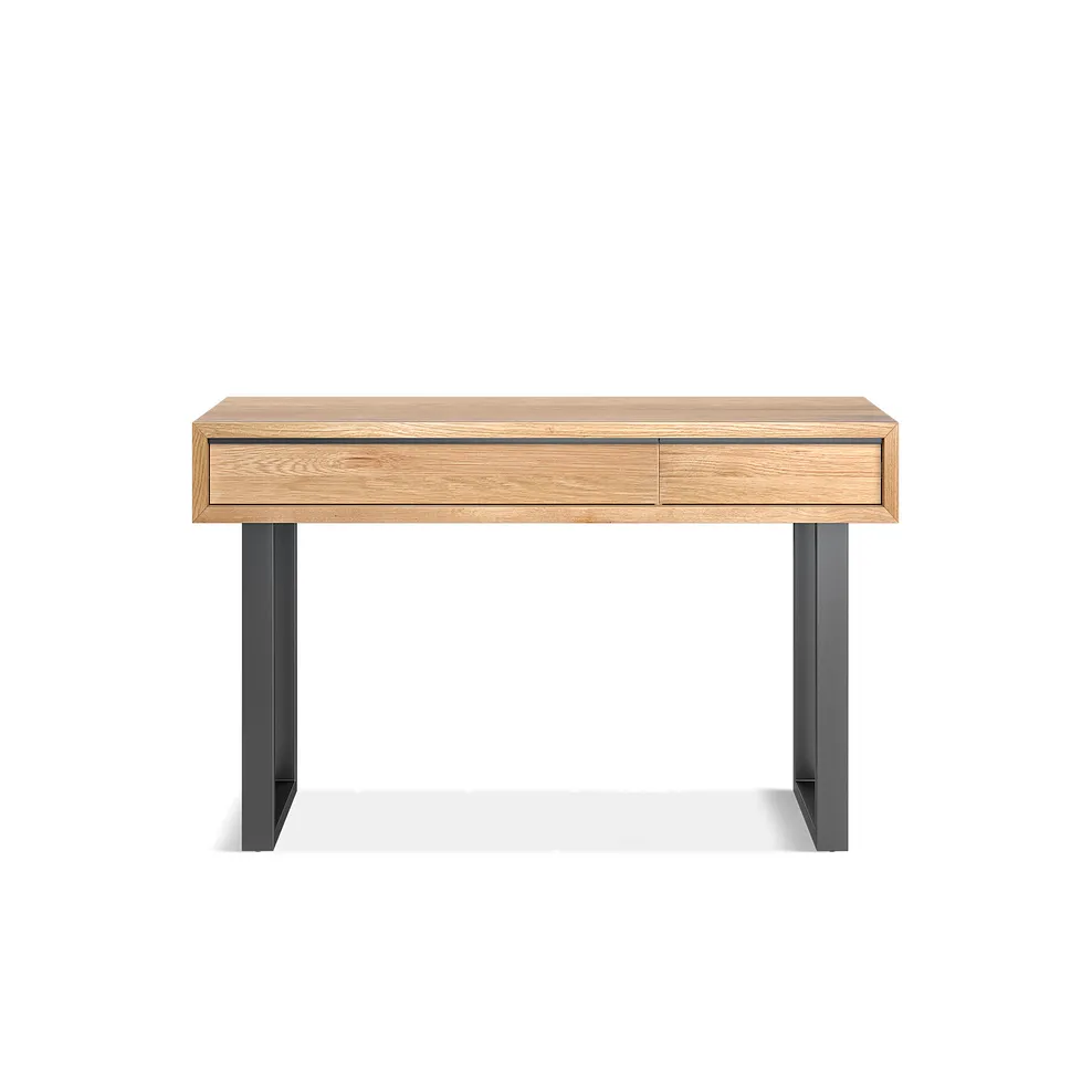 Maine Natural Solid Oak & Metal Console Table 5