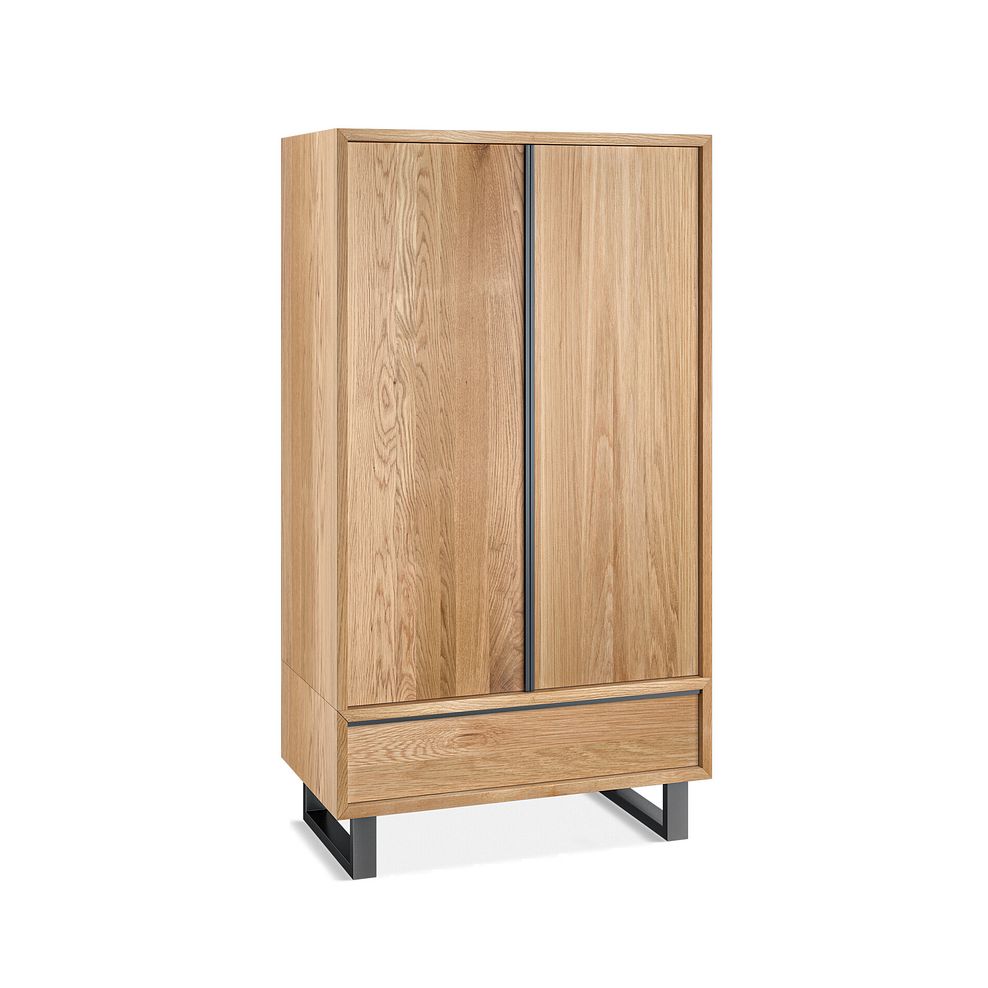 Maine Natural Solid Oak & Metal Double Wardrobe 5