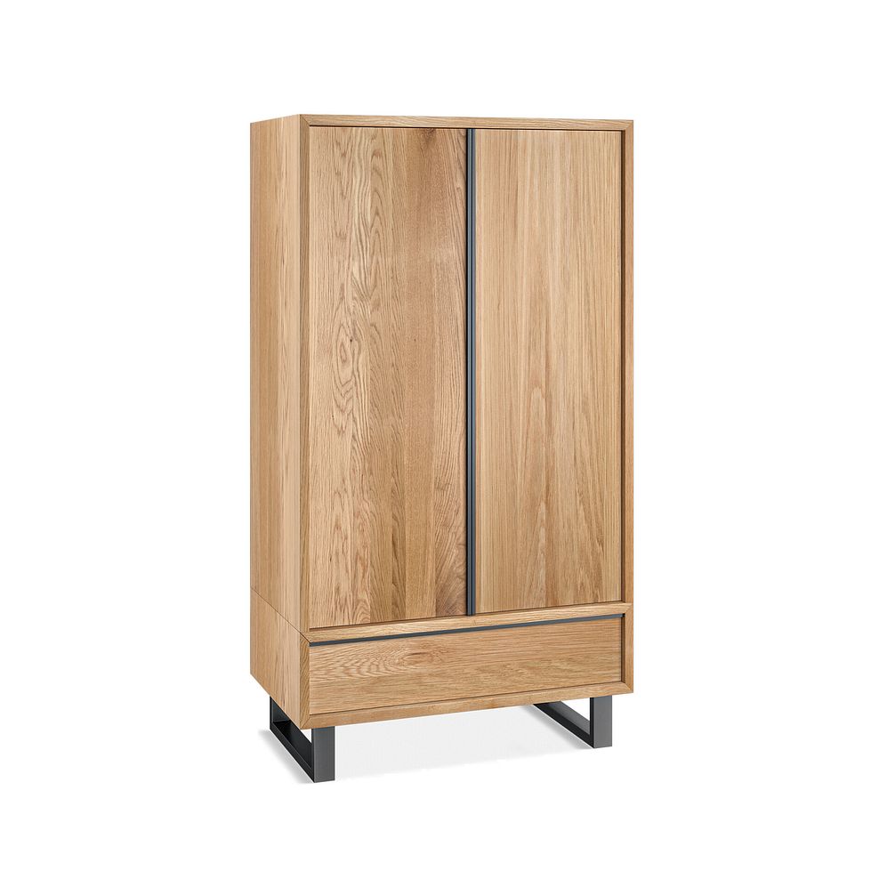 Maine Natural Solid Oak & Metal Double Wardrobe 1