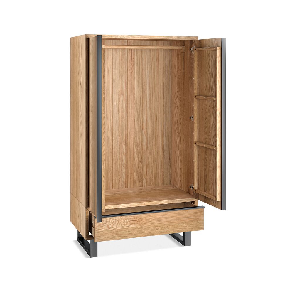 Maine Natural Solid Oak & Metal Double Wardrobe 2