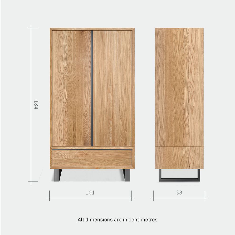 Maine Natural Solid Oak & Metal Double Wardrobe 7