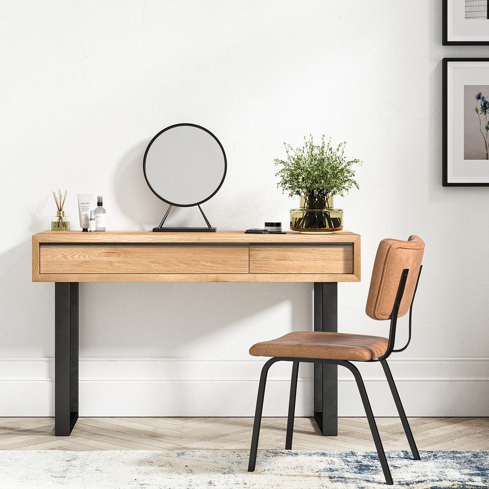 Maine Natural Solid Oak & Metal Dressing Table 2