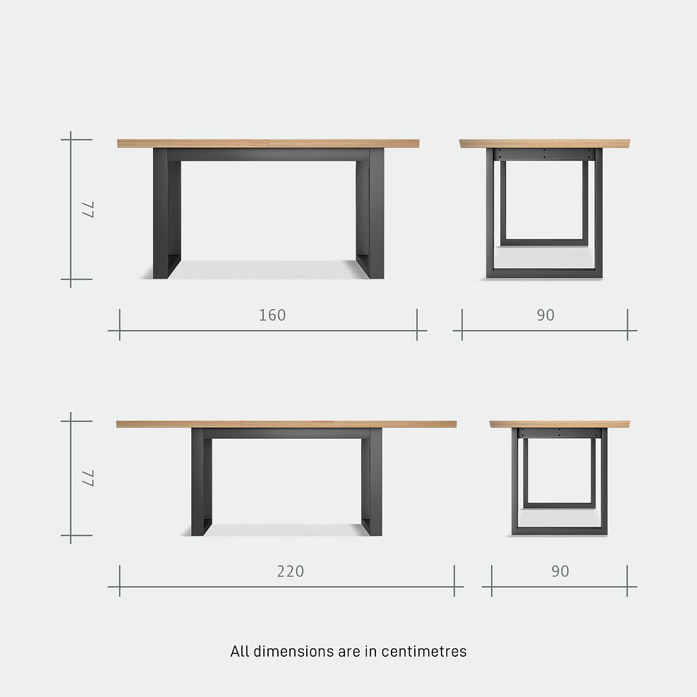 Maine Natural Solid Oak & Metal Extending Dining Table 160-220cm 7