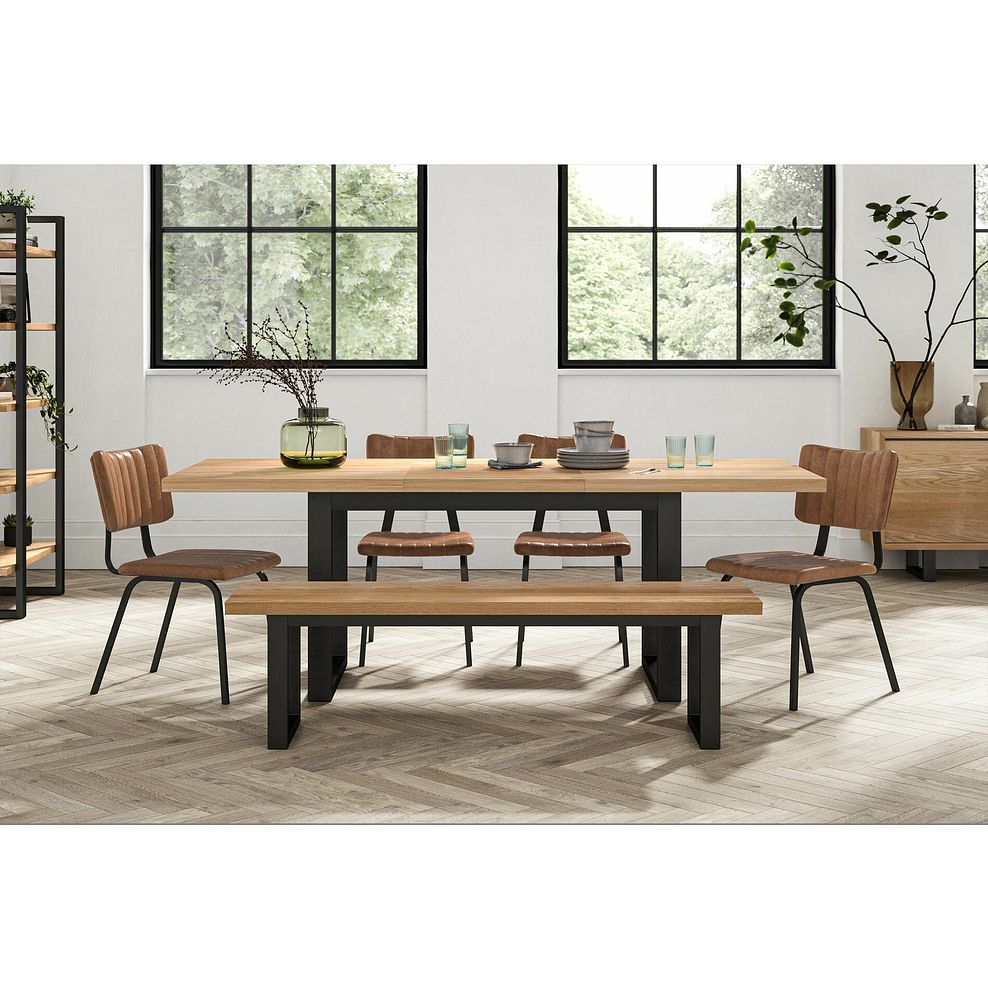 Maine Natural Solid Oak & Metal Extending Dining Table 160-220cm 2
