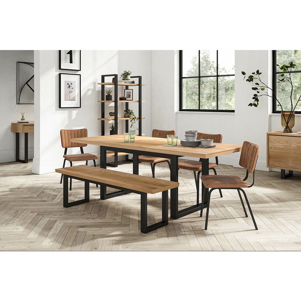 Maine Natural Solid Oak & Metal Extending Dining Table 160-220cm 1