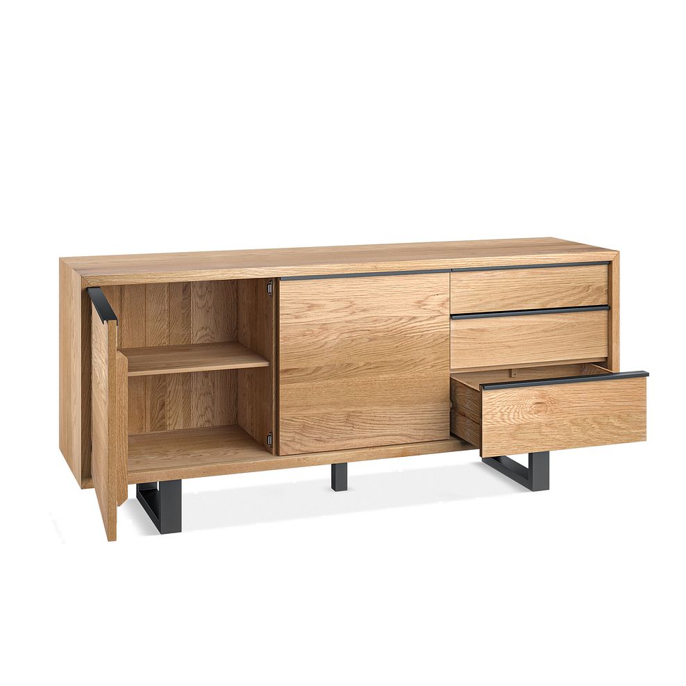 Maine Natural Solid Oak & Metal Extra Large Sideboard 4