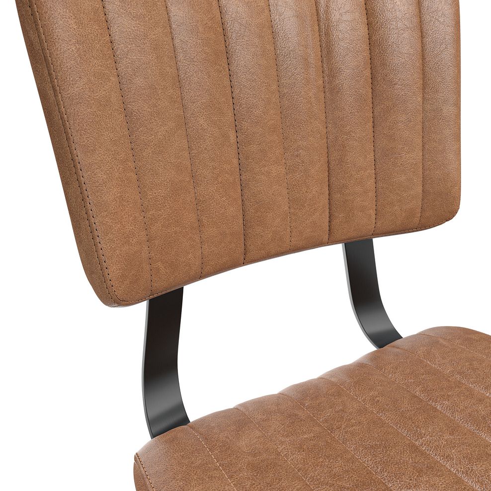 Maine Fixed Dining Table 130cm + 4 Mason Chairs in Vintage Tan Leather-Look fabric with Black Legs 8