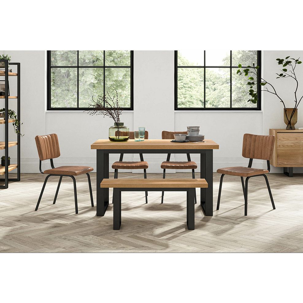 Maine Natural Solid Oak & Metal Fixed Dining Table 130cm 2