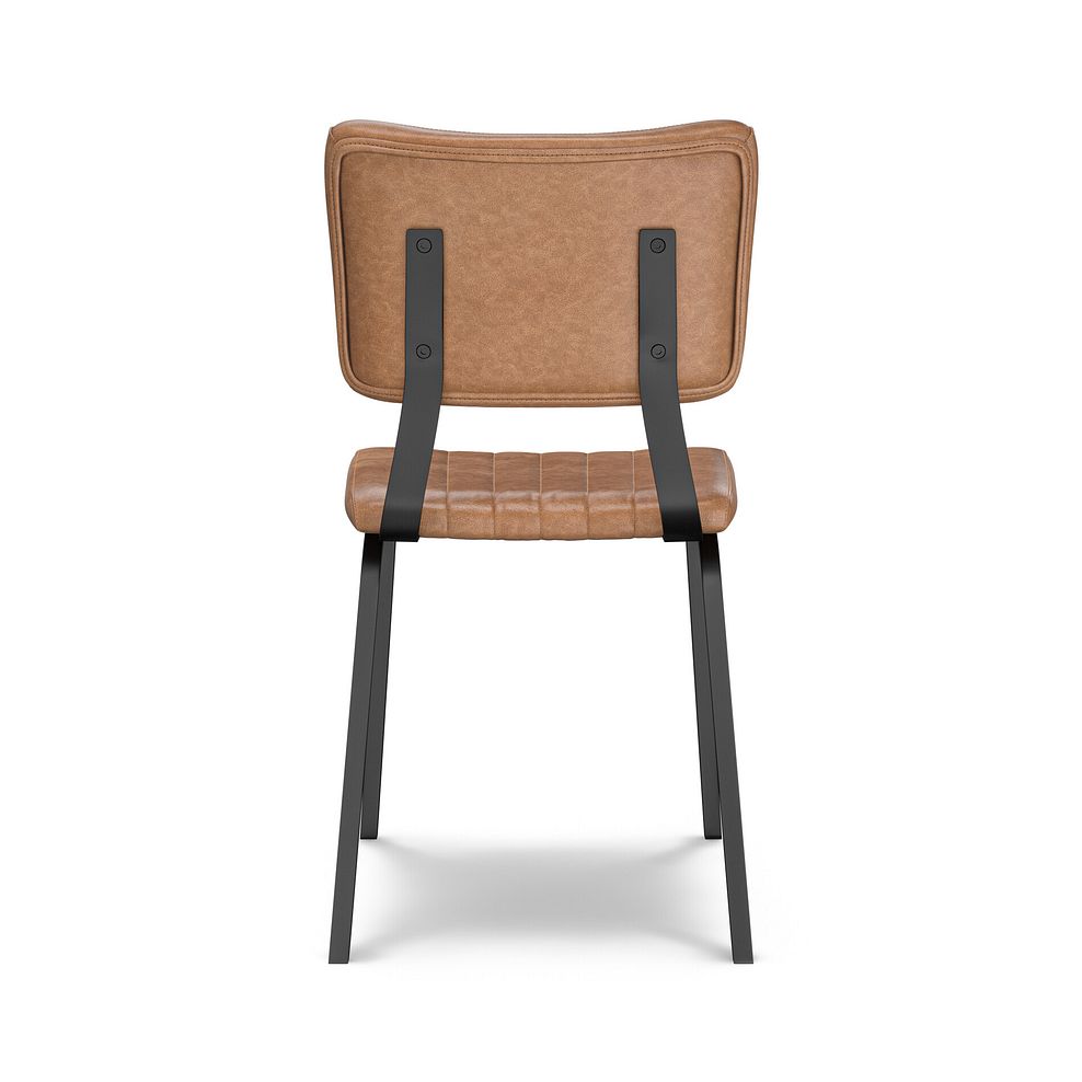 Maine Fixed Dining Table 130cm + 2 Maine Benches 100cm + 2 Mason Chairs in Vintage Tan Leather-Look 8