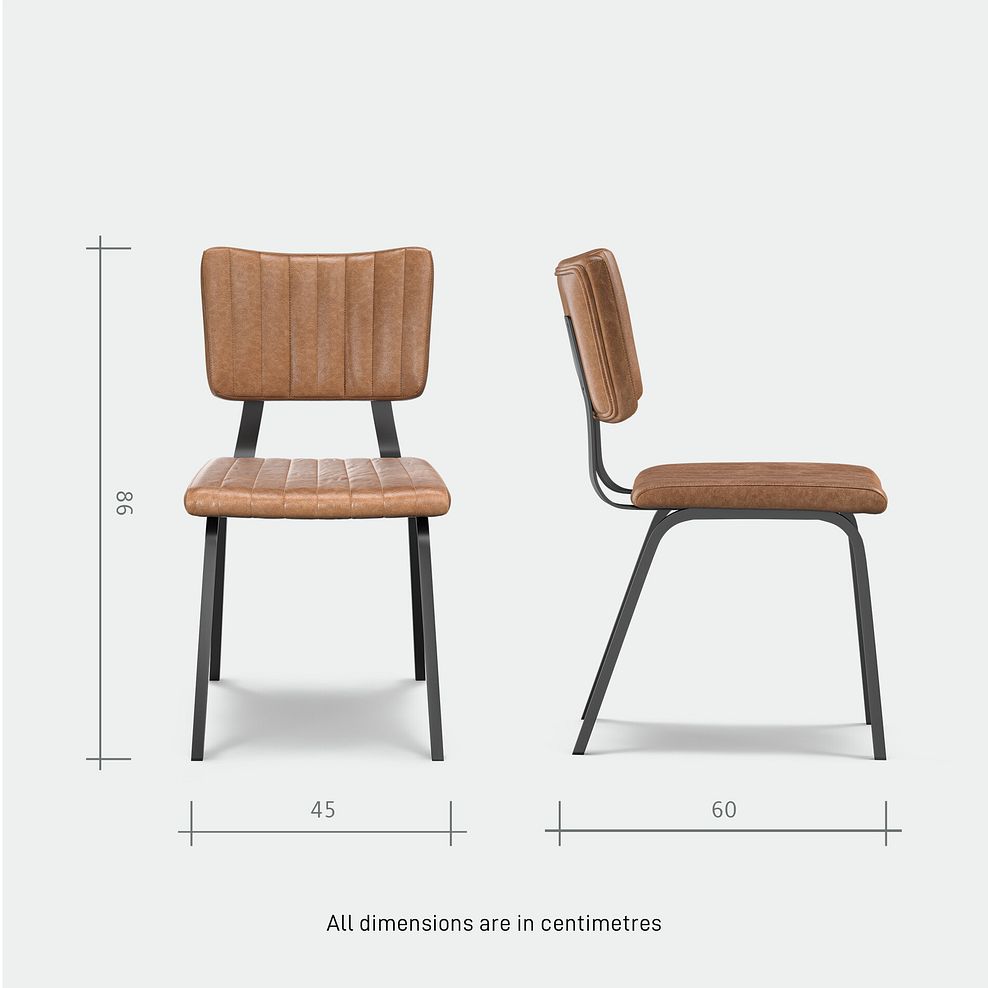 Maine Fixed Dining Table 130cm + 2 Maine Benches 100cm + 2 Mason Chairs in Vintage Tan Leather-Look 12