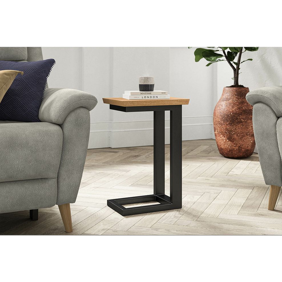 Maine Natural Solid Oak & Metal Side table 1