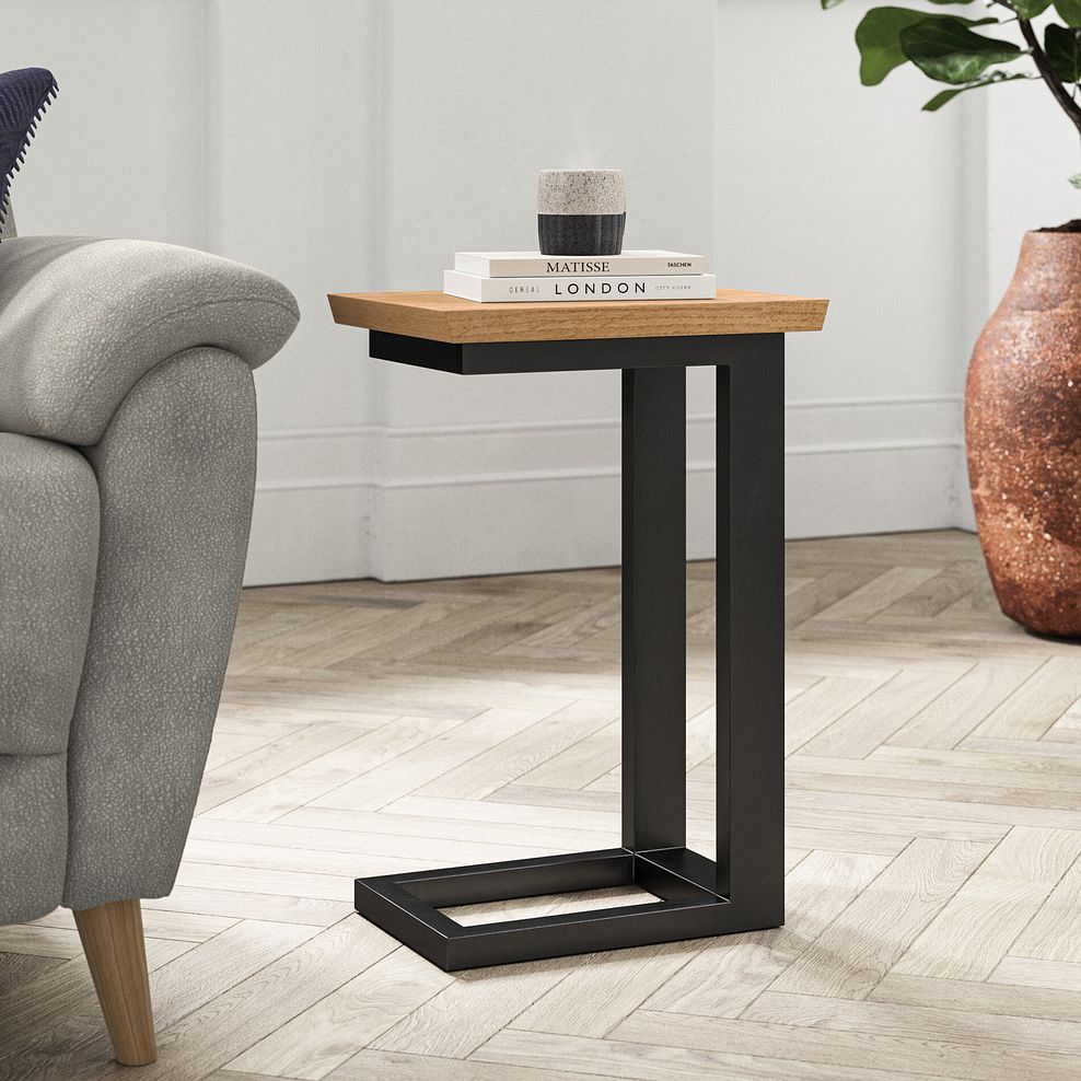 Maine Natural Solid Oak & Metal Side table 2
