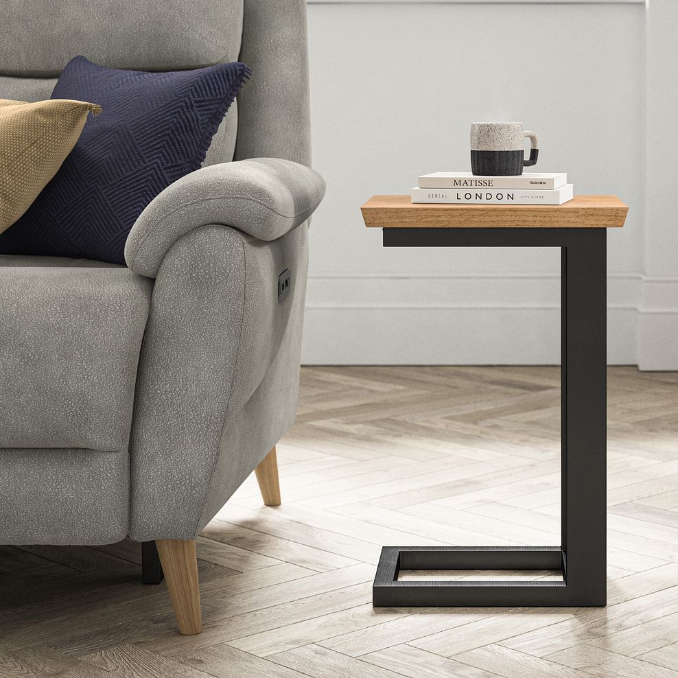 Maine Natural Solid Oak & Metal Side table 1