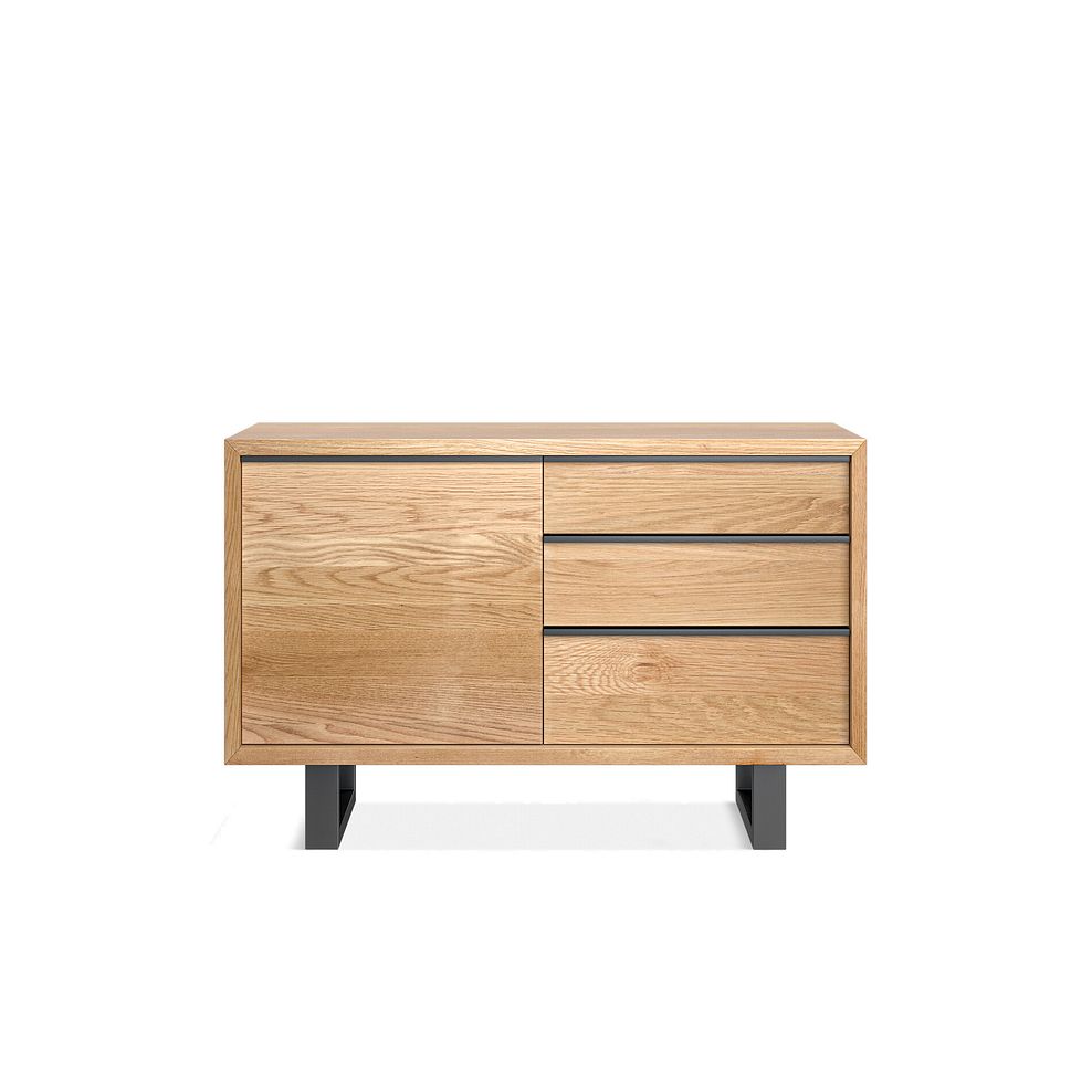 Maine Natural Solid Oak & Metal Small Sideboard 5