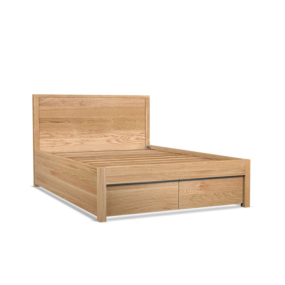 Maine Natural Solid Oak & Metal Storage Double Bed 5
