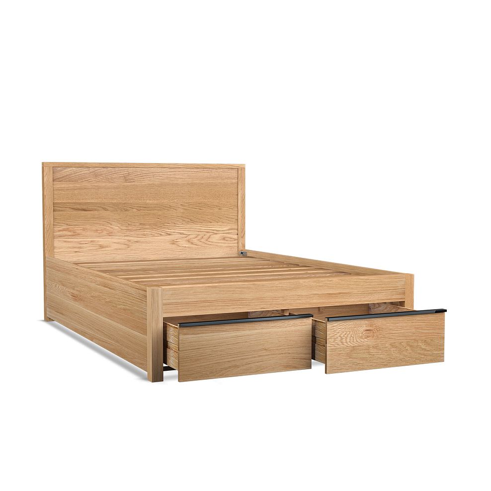 Maine Natural Solid Oak & Metal Storage Double Bed 6