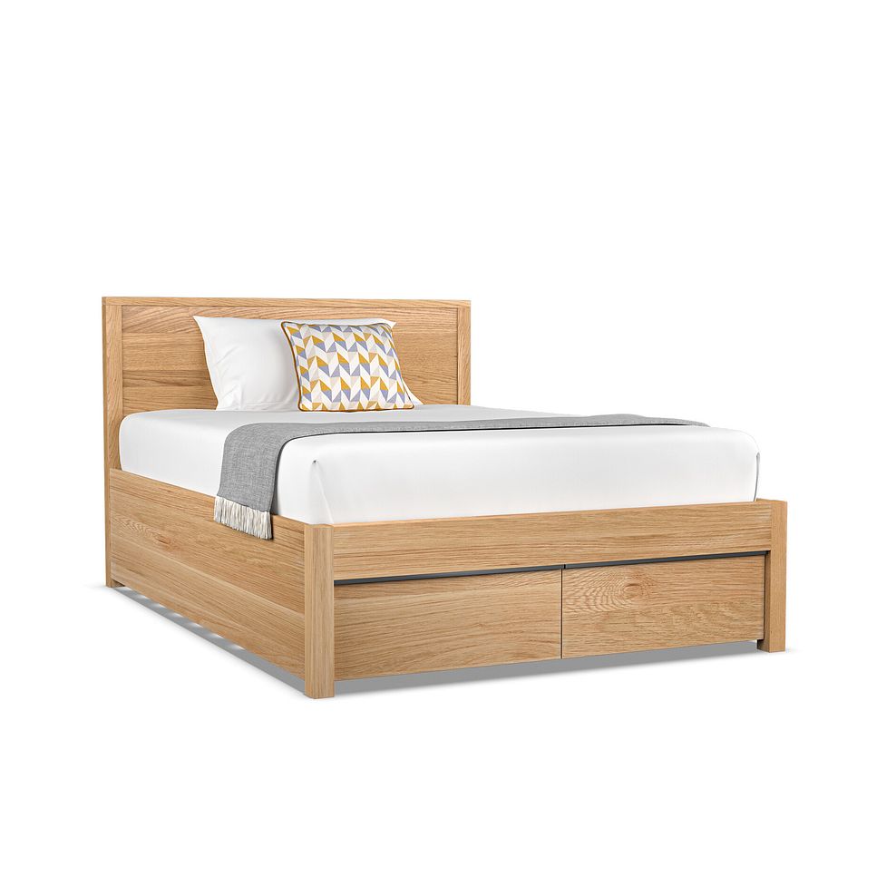 Maine Natural Solid Oak & Metal Storage Double Bed 4