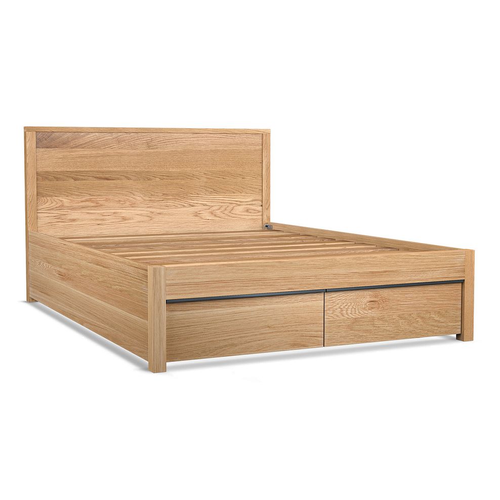 Maine Natural Solid Oak & Metal Storage King-size Bed 5