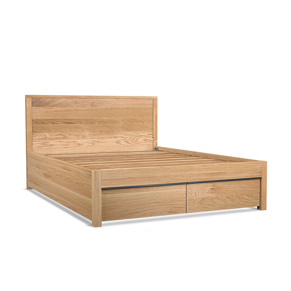 Maine Natural Solid Oak & Metal Storage King-size Bed 6