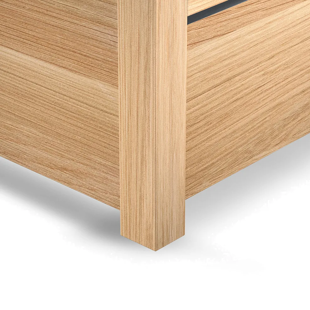 Maine Natural Solid Oak & Metal Storage King-size Bed 9