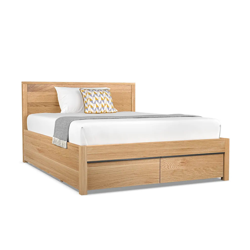 Maine Natural Solid Oak & Metal Storage King-size Bed