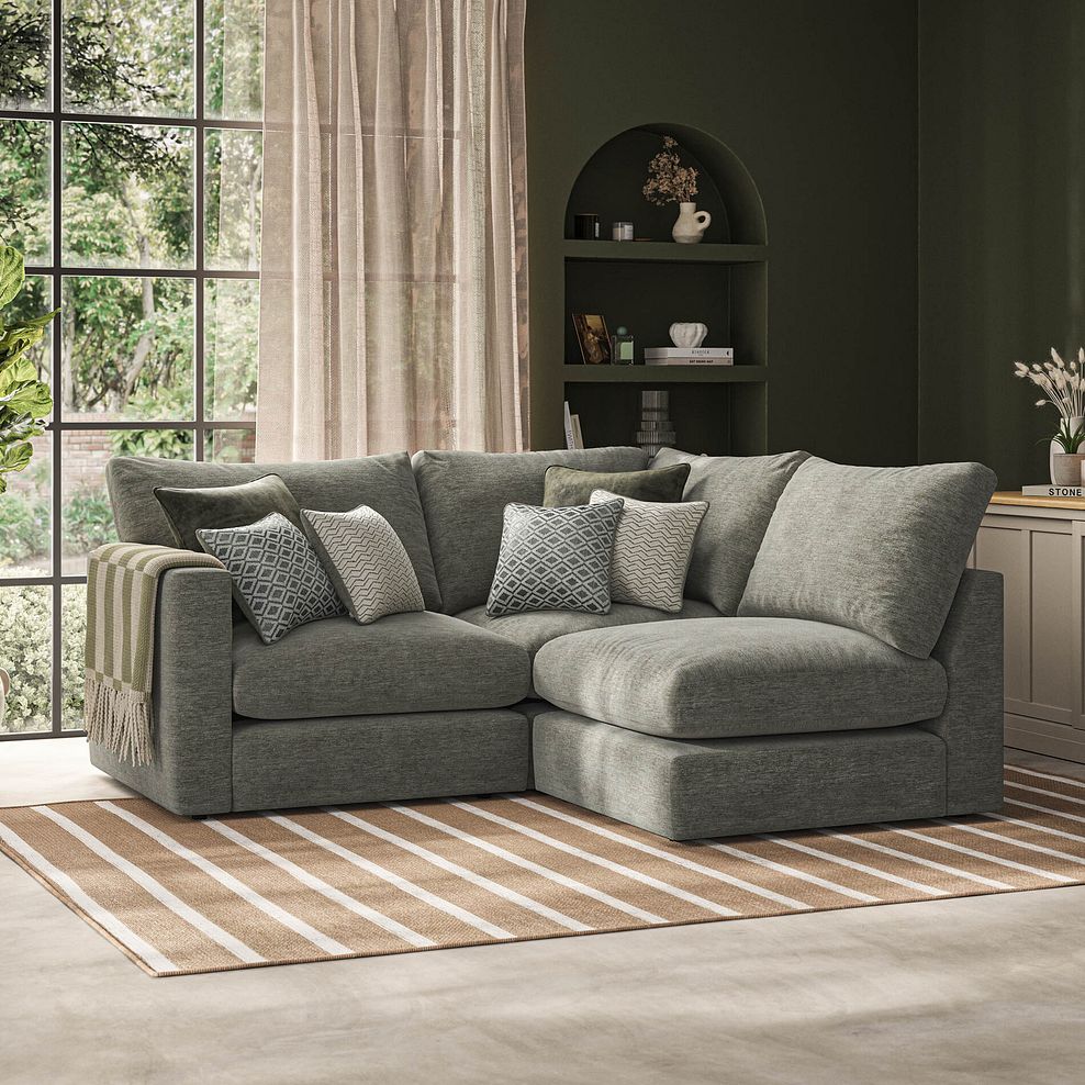 Malvern 3 Seat Left Hand Modular Corner Sofa in Olive Green fabric - Group 6 1