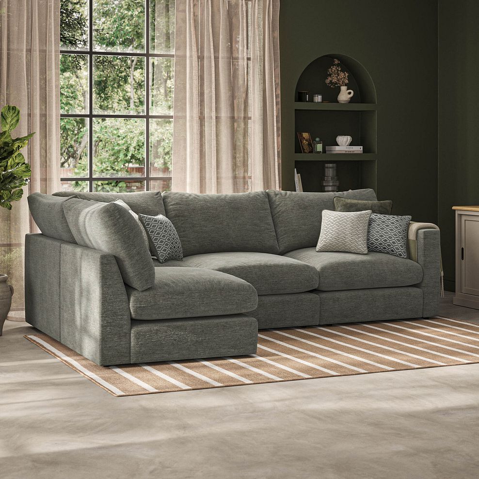 Malvern 4 Seat Right Hand Modular Corner Sofa in Olive Green fabric - Group 5 1