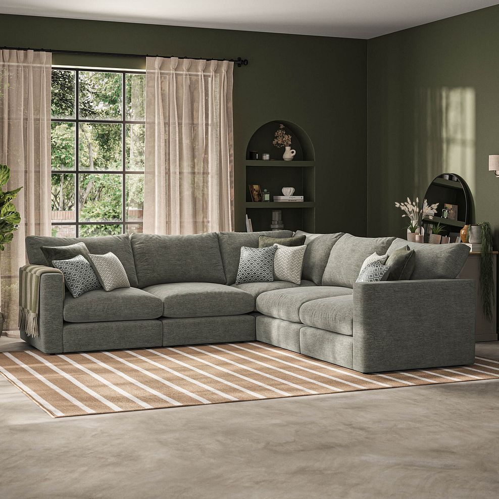 Malvern 5 Seat Modular Corner Sofa in Olive Green fabric - Group 3 1