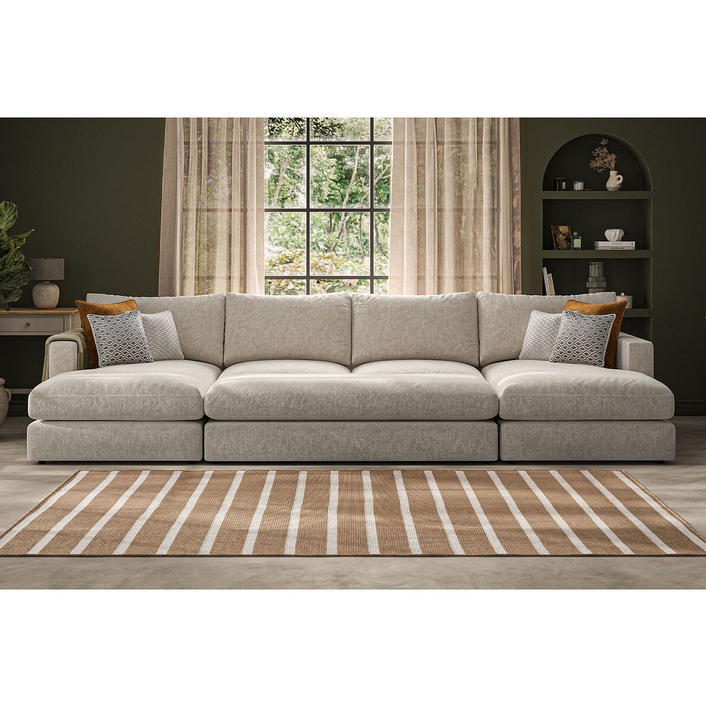 Malvern Large Fender Footstool in Beige fabric 3