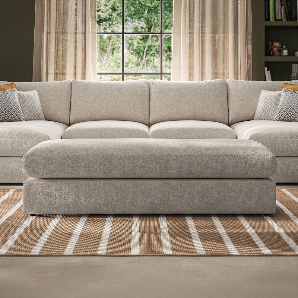 Malvern Large Fender Footstool in Beige fabric 1