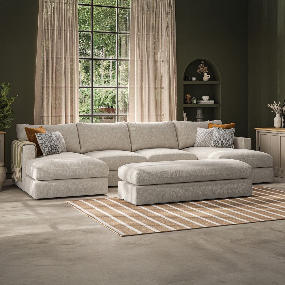 Malvern Large Fender Footstool in Beige fabric 3