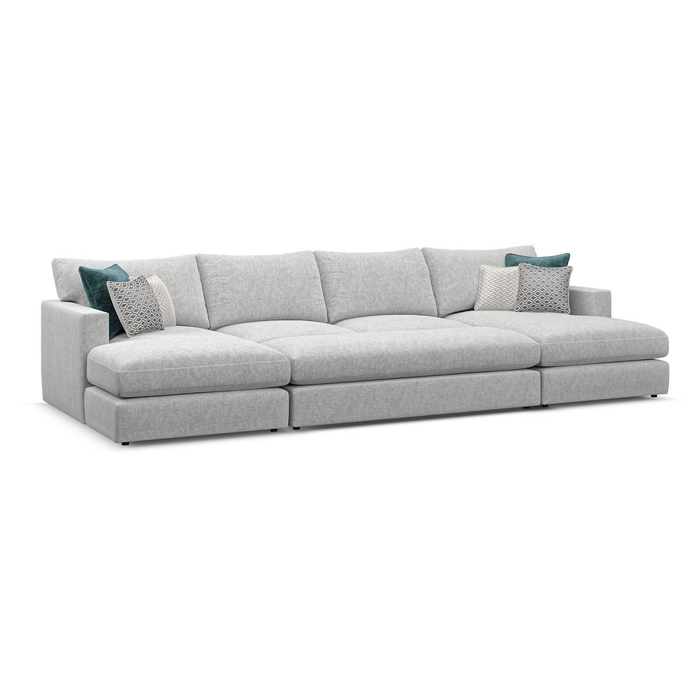 Malvern Large Fender Footstool in Silver fabric 5